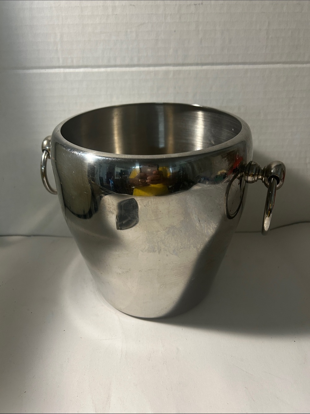 Stainless Steel Ice Bucket with Side Rings - Silver Vintage